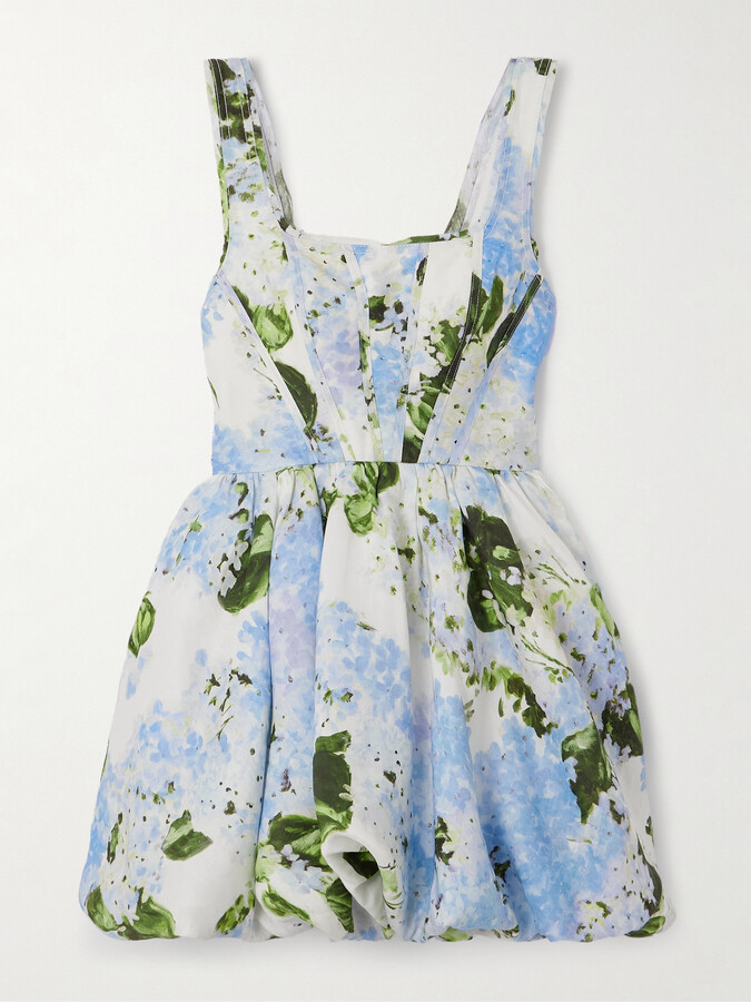 Aje Suzette Printed Linen-blend Mini Dress - Blue