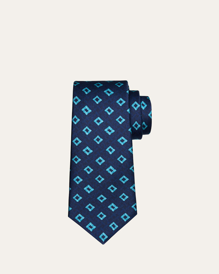 Kiton Men's 7-Fold Geometric Silk Tie