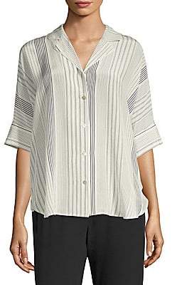 Eileen Fisher Women's Classic Notch Collar Silk Button-Down Shirt