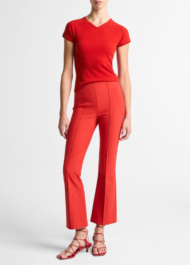 Vince Niki Mid-Rise Pintuck Crop Flare Pant