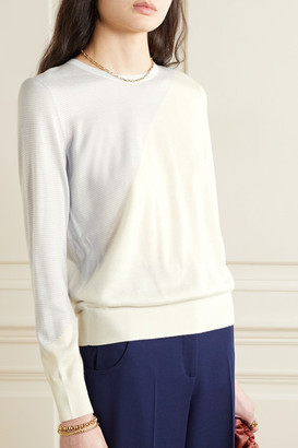 Akris Two-tone Intarsia Cashmere And Silk-blend Sweater - Beige