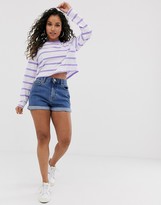 Thumbnail for your product : ASOS DESIGN Petite crop boxy t-shirt with long sleeve in stripe