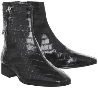 Office Adore Side Zip Casual Boots Black Croc Eather