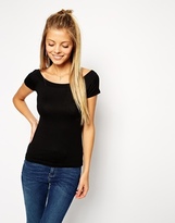 Thumbnail for your product : ASOS The Off Shoulder Top With Short Sleeves - Black