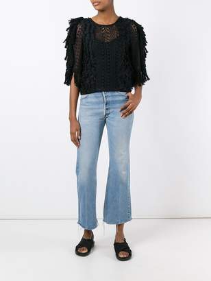 See by Chloe embroidered crochet fringed blouse