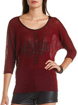 Thumbnail for your product : Charlotte Russe Sheer Aztec Embellished Tunic Top