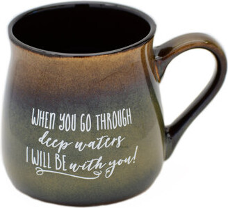 Dexsa Coffee Tea Soup Ceramic Mug | When You Go Through Deep Waters I Will Be With You! | 16 Ounce Designer Mug With Inspiring Sentiment | Elegant Pottery L