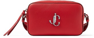 Jimmy Choo VARENNE CAMERA Royal Red Calf Leather Camera Bag with Silver JC Emblem