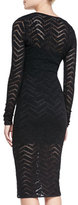 Thumbnail for your product : Tracy Reese Long-Sleeve Chevron Lace Sheath Dress