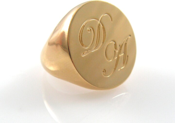 Etsy Gold Initials Ring. Personalized Unisex Personalized Signet Initials Gold Men Ring.(1900