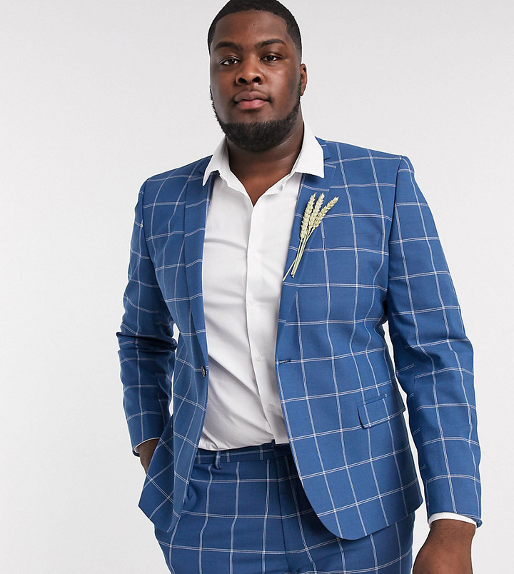 light blue windowpane blazer