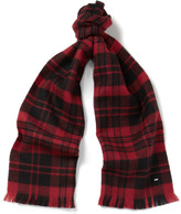 Thumbnail for your product : Saint Laurent Tartan Woven-Wool Scarf