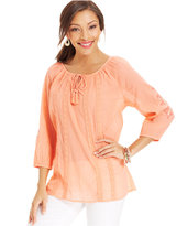Thumbnail for your product : Style&Co. Embroidered Peasant Top