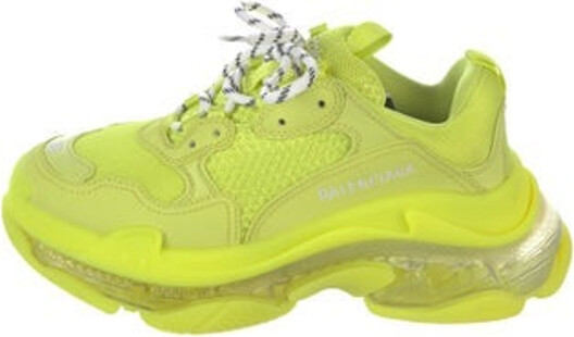 Balenciaga Triple S 'Clear Sole' Low Top Chunky Sneakers Yellow Leather Round-Toes with Mesh Accents Platform Lace-Up Closure at Uppers Includes Box, Dust Bag & Additional Laces Unfortunately, due to restrictions, this item may not be eligible for shipping in all areas.