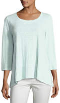 Thumbnail for your product : Eileen Fisher 3/4-Sleeve Scoop-Neck Organic Linen Tee, Plus Size
