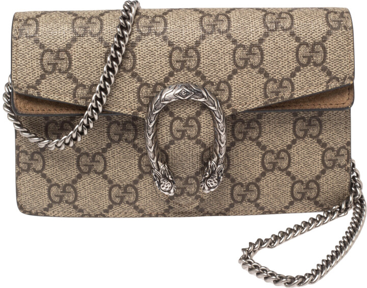 Gucci Beige GG Supreme Canvas and Suede Super Mini Dionysus Shoulder Bag -  ShopStyle