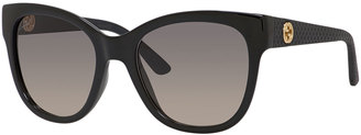 Gucci Sunsights Gradient Diamantissima Cat-Eye Sunglasses, Black