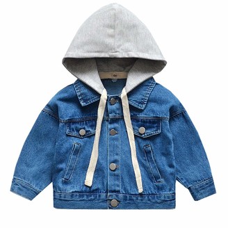 Odziezet Denim Jacket Baby Boys Infant Hooded Long Sleeve Zipper Jean Coat Outerwear Spring Outfits 1-7 Years 