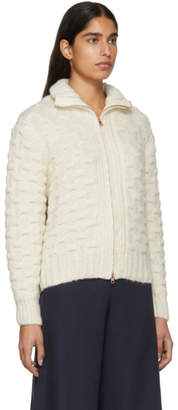 See by Chloe White and Beige Textured Knit Jacket