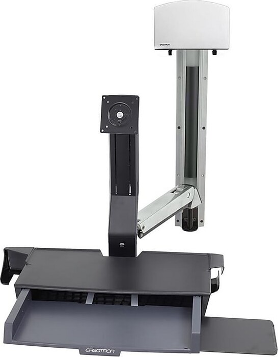 Ergotron StyleView Adjustable Combo Workstation with Medium CPU Holder, Up to 24" Monitor, Polished Aluminum (45-270-026)