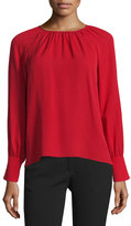 Thumbnail for your product : Derek Lam Pleated Long-Sleeve Blouse, Red