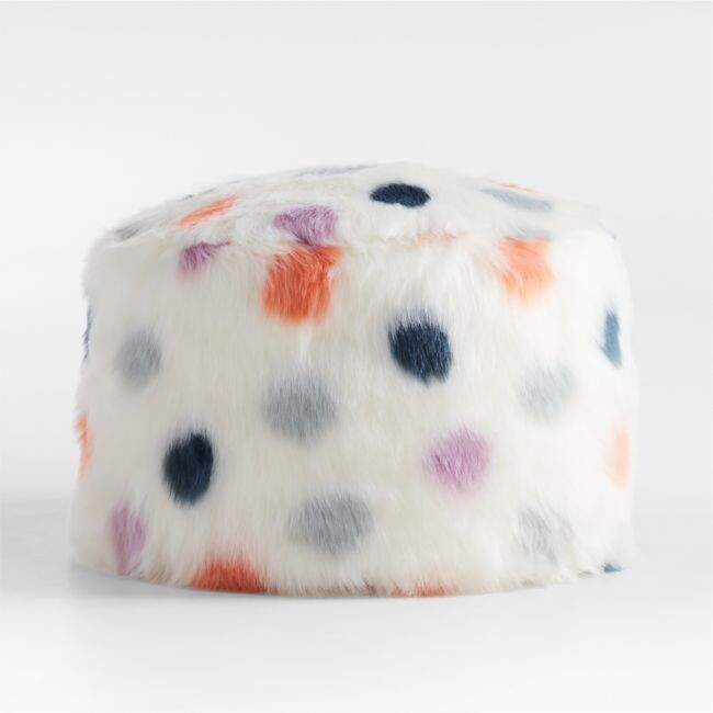 Colorful Dot Faux Fur Round Pouf