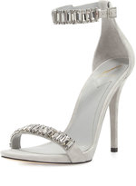 Thumbnail for your product : Brian Atwood Ciara Jeweled Suede Sandal, Gray