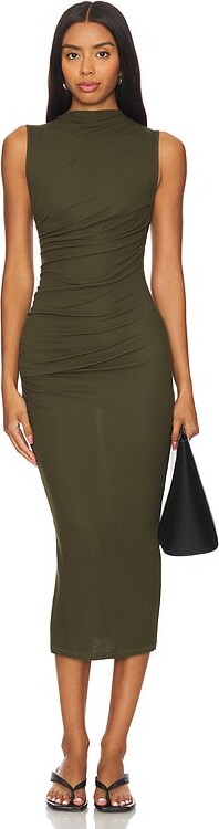 Enza Costa Silk Knit Sleeveless Twist Midi Dress