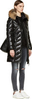 Thumbnail for your product : Moncler Black Glossy Chevron Quilted Belloy Coat