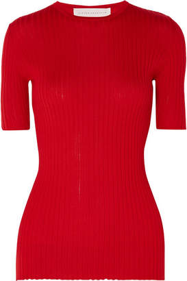 Victoria Beckham Ribbed Cashmere Top - Red