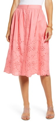 Rachel Parcell Eyelet Linen A-Line Skirt