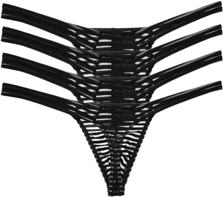 CSMARTE Men's Thong Underwear G-String Pouch Mesh Translucent Low