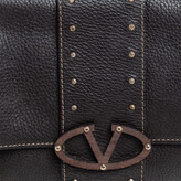 Thumbnail for your product : Valentino Dark Brown Pebbled Leather VRing Flap Hobo