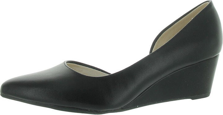 Womens Faux Leather Wedge D'Orsay Heels