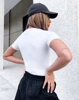 Thumbnail for your product : ASOS Weekend Collective crew neck body with puff print logo in white