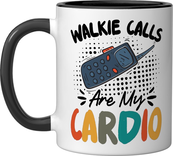 Special Education SPED Teacher ABA Neurodiversity Walkie Calls Are My Cardio Ceramic Mug, Black/White