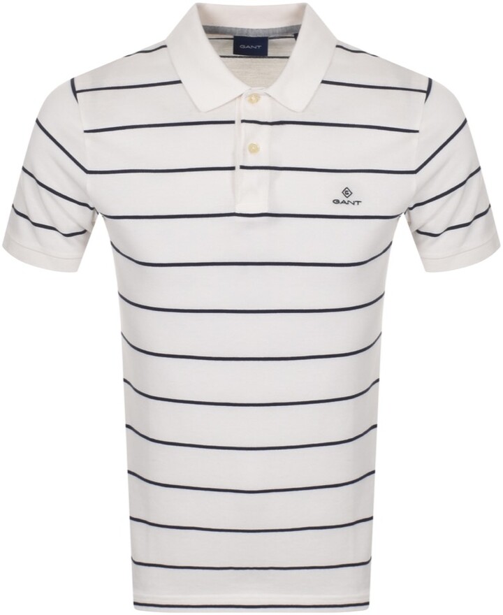 Gant Breton Stripe Rugger Polo T Shirt Off White - ShopStyle