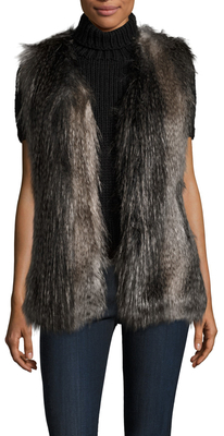 Via Spiga Faux Feathered Collarless Vest
