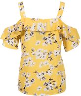 Thumbnail for your product : Quiz Yellow Crepe Strap Frill Top