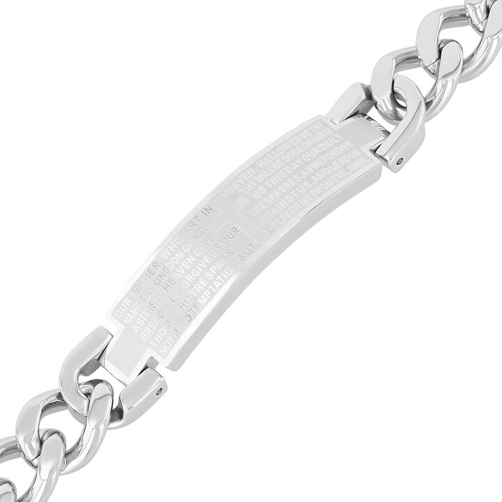 Zales Men's MultiFinish Lord's Prayer and Cross ID Bracelet in