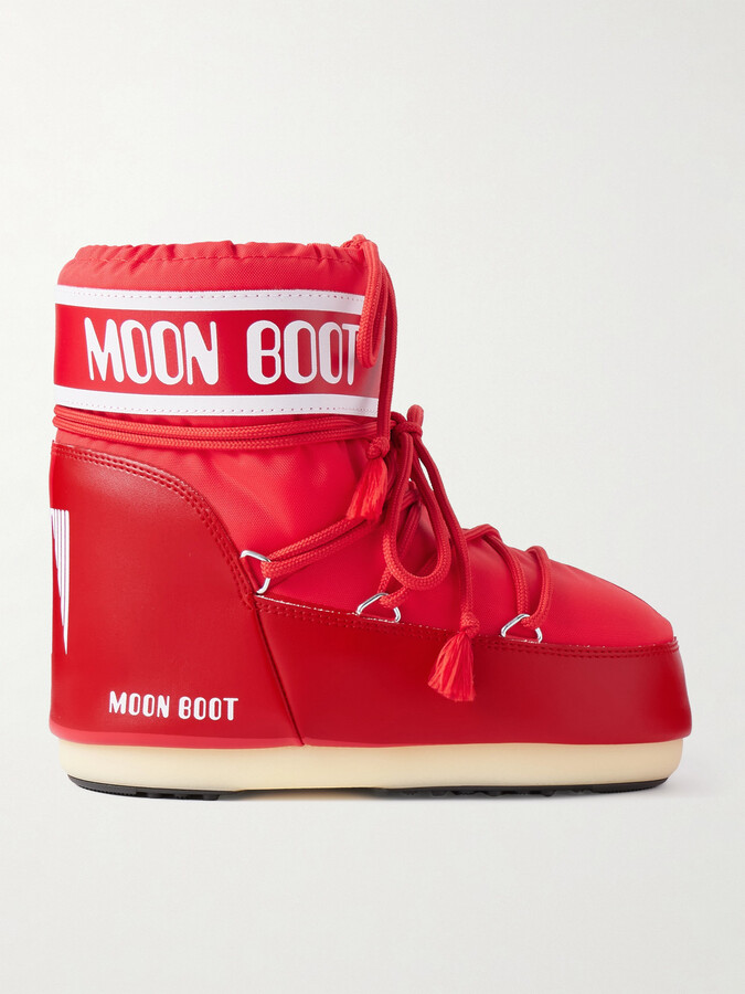 Moon Boot Icon Low Shell And Faux Leather Snow Boots - Red