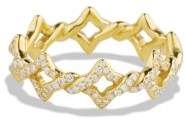 David Yurman Venetian Quatrefoil Stacking Ring in Gold with Diamonds