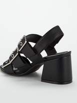 Thumbnail for your product : Very Galaxie Mid Block Heel Buckle Sandals - Black