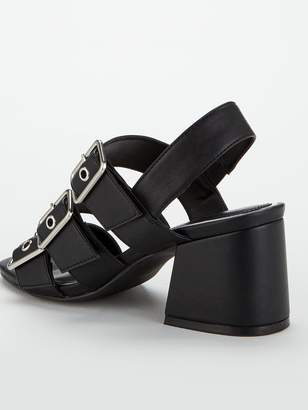 Very Galaxie Mid Block Heel Buckle Sandals - Black