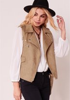 Thumbnail for your product : Missy Empire Naoko Camel Suede Sleeveless Jacket