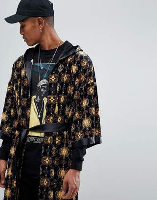 Reclaimed Vintage Inspired Boxing Robe With Gold Print