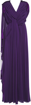 Lanvin Ruched Draped Silk-crepe Gown