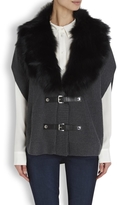 Thumbnail for your product : MICHAEL Michael Kors Dark grey fur trimmed cardigan