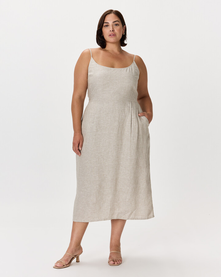 Quince 100% European Linen Scoop Neck Midi Dress