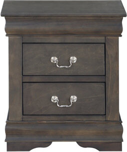 Alcott Hill Dark Grey 2-Drawer Nightstand Luxurious Pull Handles